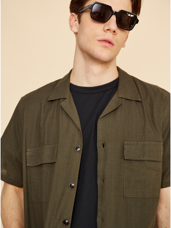 ZOOT.lab Zöld férfi lenvászon rövidnadrág ZOOT.lab Gavin