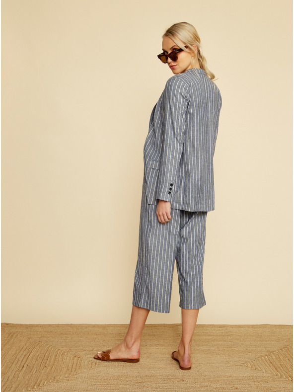 ZOOT.lab ZOOT.lab Ursala szürke és kék női csíkos kabát