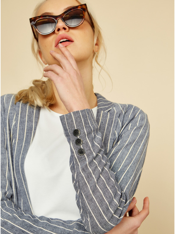 ZOOT.lab ZOOT.lab Ursala szürke és kék női csíkos kabát