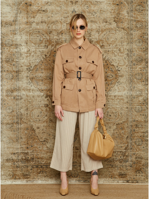 ZOOT.lab Bézs színű csíkos nadrág ZOOT.lab Anika