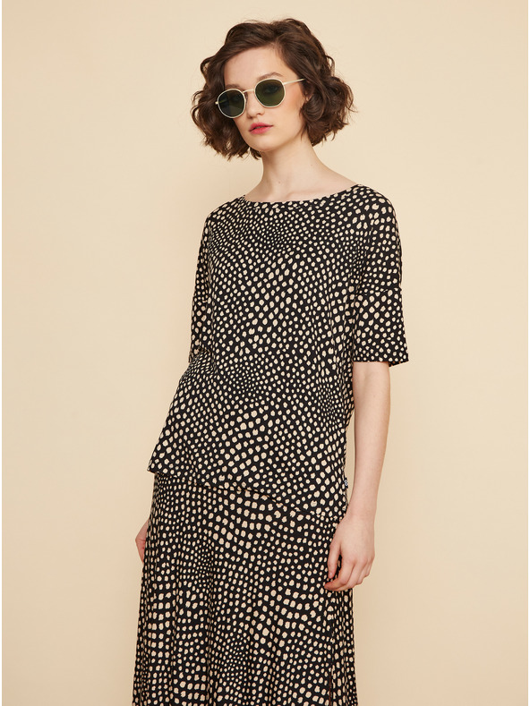 ZOOT.lab Bézs és fekete női mintás ZOOT.lab Normandy póló