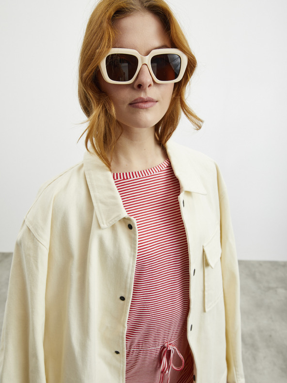 ZOOT.lab Fehér és piros női csíkos ruha nyakkendővel ZOOT.lab Demi