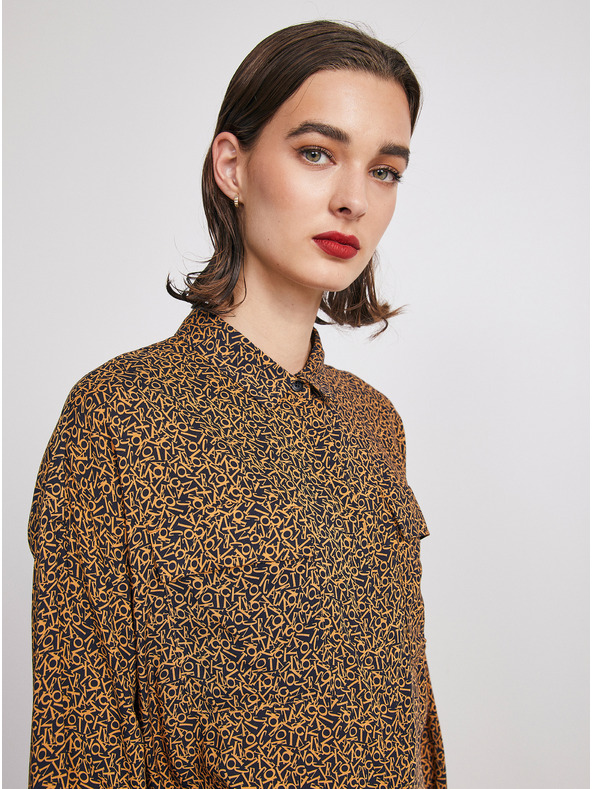 ZOOT.lab Fekete és barna női mintás laza póló METROOPOLIS by ZOOT.lab Ingrid