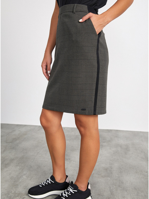 ZOOT.lab Sötétszürke női kockás ujjas szoknya METROOPOLIS Fatima METROOPOLIS Fatima