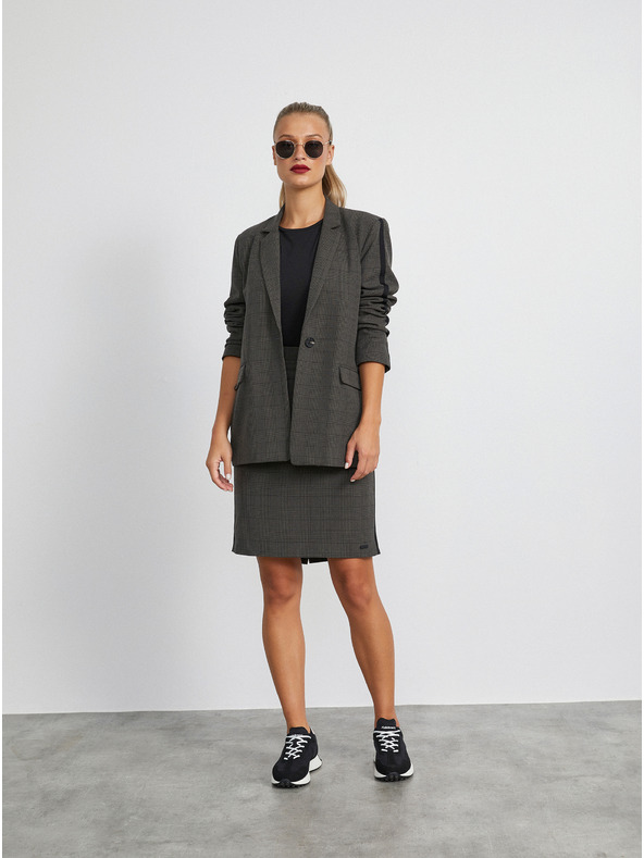 ZOOT.lab Sötétszürke női kockás ujjas szoknya METROOPOLIS Fatima METROOPOLIS Fatima