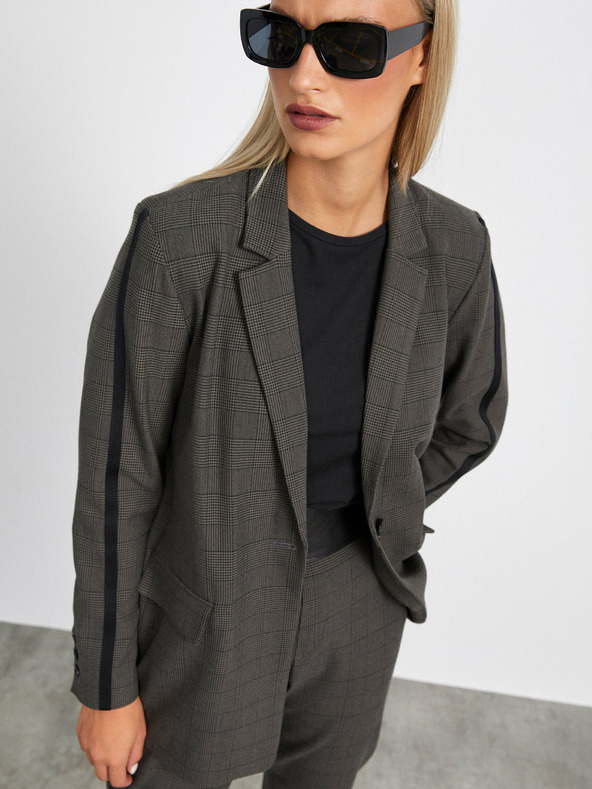 ZOOT.lab Sötétszürke női kockás kabát METROOPOLIS by ZOOT.lab Blanche