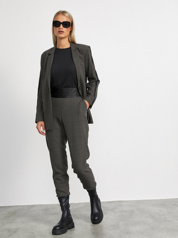 ZOOT.lab Sötétszürke női kockás kabát METROOPOLIS by ZOOT.lab Blanche