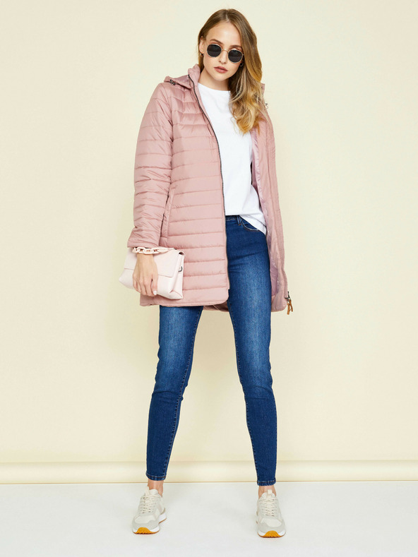 ZOOT.lab Régi rózsaszín női steppelt hosszabbított téli kabát kapucnival ZOOT.lab Molly