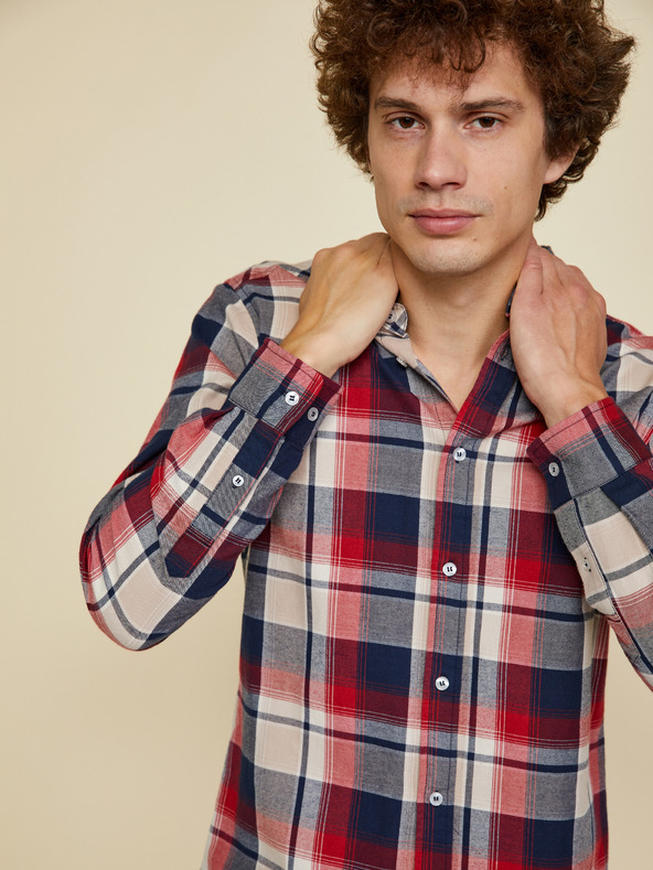 ZOOT.lab Bézs-piros férfi kockás ing ZOOT.lab Ota