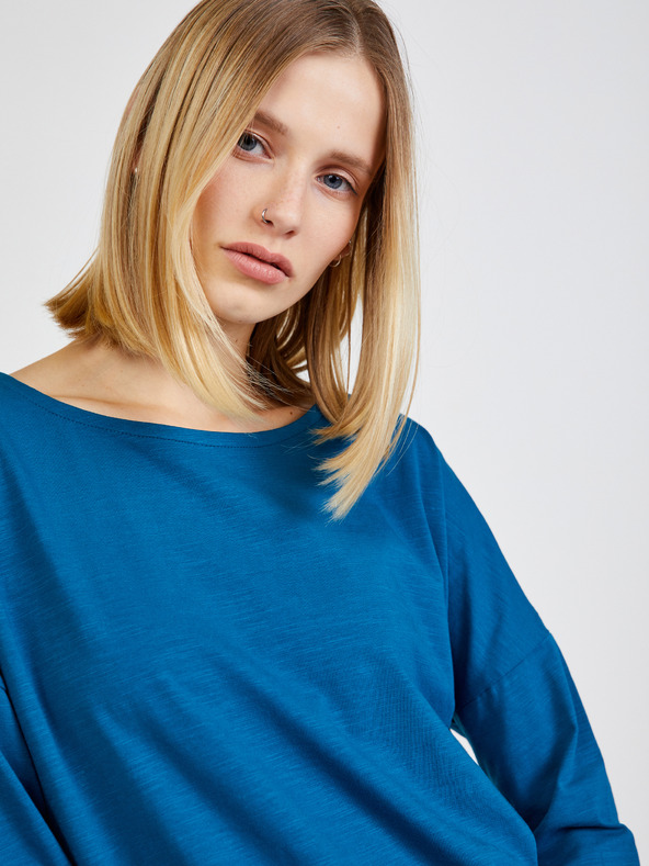 ZOOT.lab Petrol színű női hosszú ujjú basic póló ZOOT.lab Evana