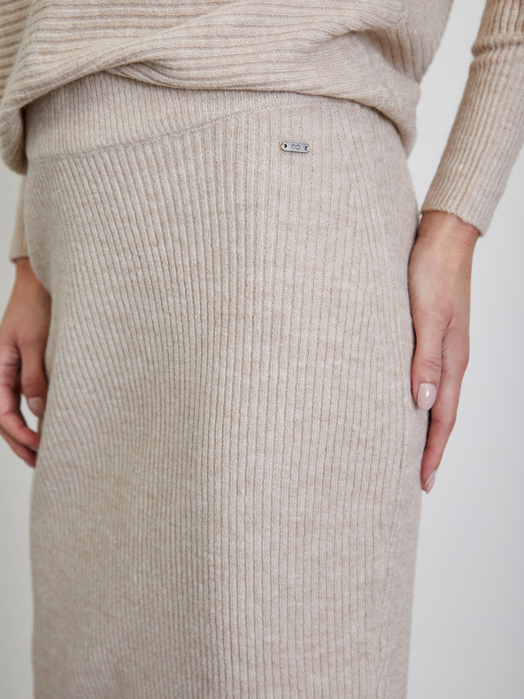 ZOOT.lab Bézs színű kötött ujjatlan midi szoknya ZOOT.lab
