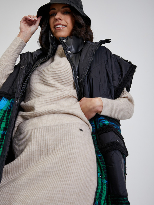 ZOOT.lab Bézs színű kötött ujjatlan midi szoknya ZOOT.lab