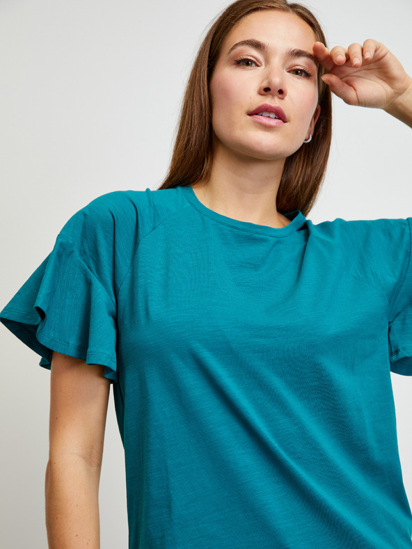 ZOOT.lab Petrol póló fodros ujjakkal ZOOT.lab Aurelia