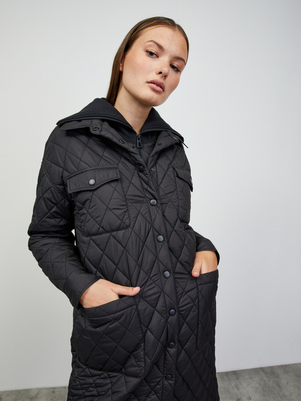 ZOOT.lab Fekete női steppelt, könnyű kabát gallérral ZOOT.lab Sienna