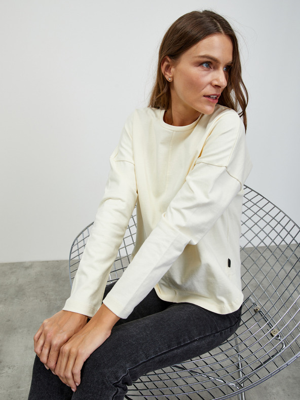 ZOOT.lab Krémszínű női hosszú ujjú basic póló ZOOT.lab Bambie