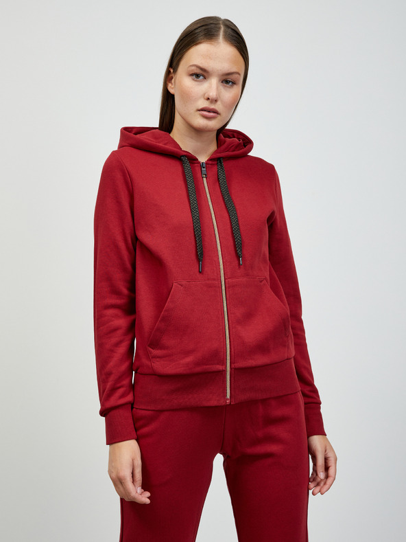 ZOOT.lab ZOOT.lab Laura női bordó kapucnis pulóver cipzárral