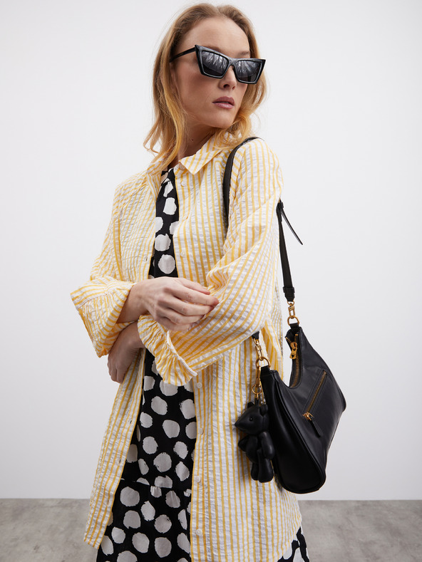 ZOOT.lab Fehér és fekete női pöttyös fodros ruha ZOOT.lab Petronella Petronella