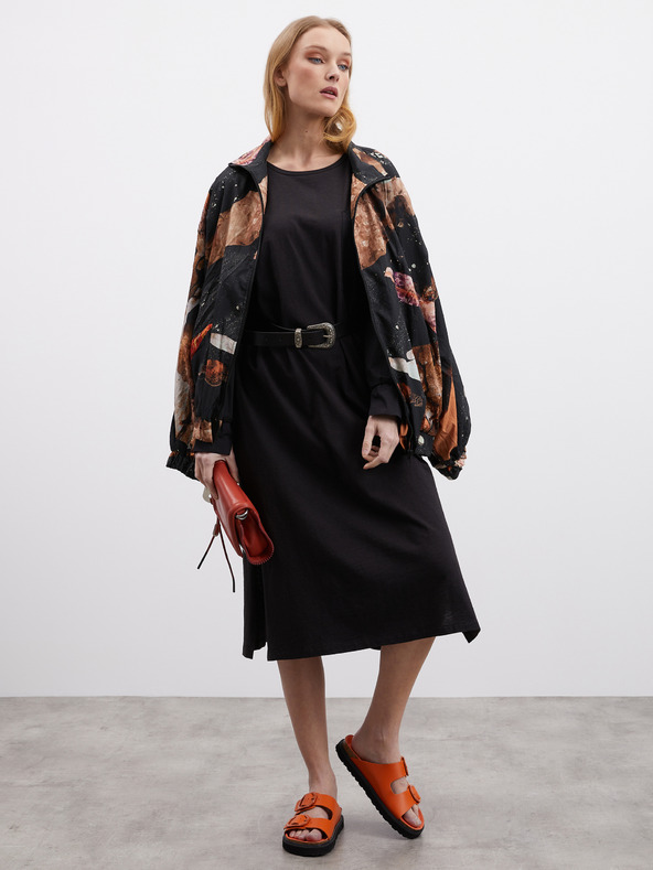 ZOOT.lab Fekete női ruha hasítékkal ZOOT.lab Fjola Fjola