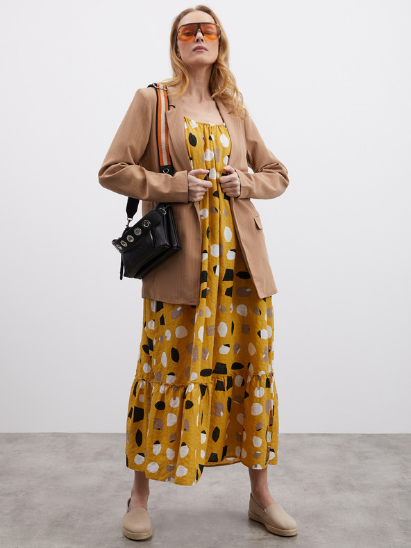 ZOOT.lab Mustár női mintás maxiruha fodros ZOOT.lab Grete Grete