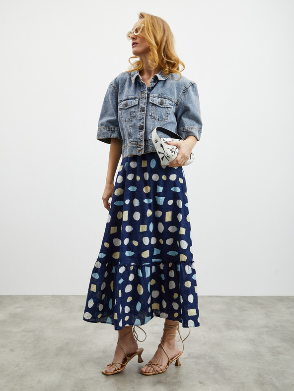 ZOOT.lab Sötétkék női mintás maxiruha fodros ZOOT.lab Grete ZOOT.lab Grete