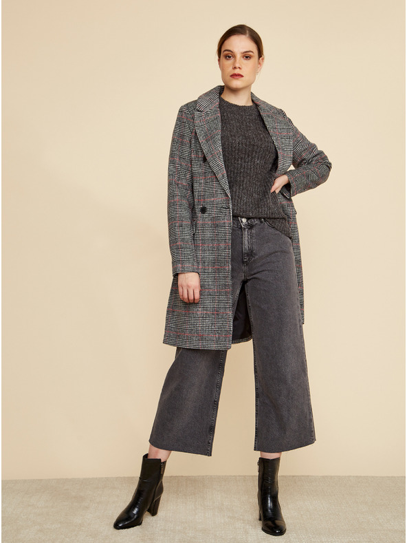 ZOOT.lab Sötétszürke női kockás télikabát ZOOT.lab Gabrielle