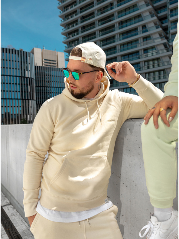 ICOONIC Bézs színű unisex alap kapucnis pulóver ICOONIC