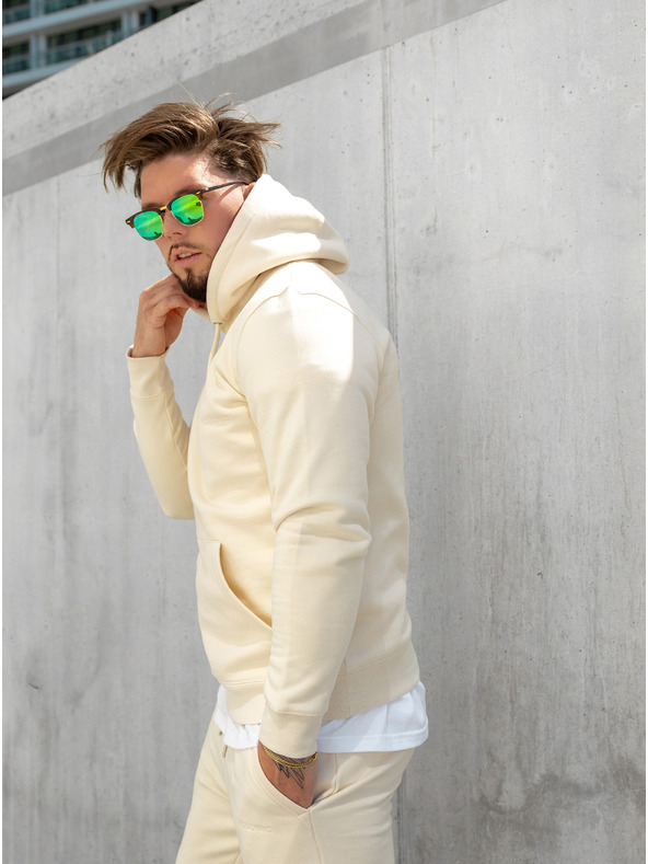 ICOONIC Bézs színű unisex alap kapucnis pulóver ICOONIC