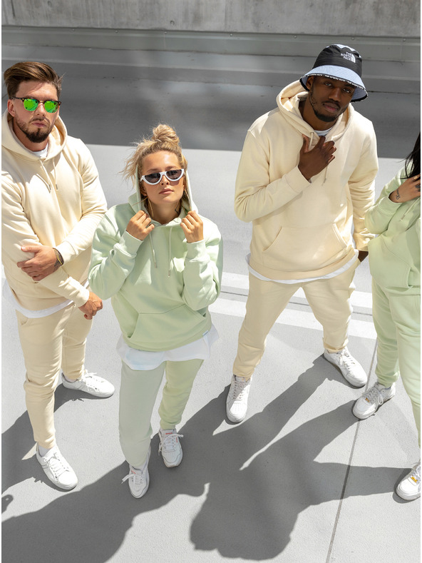 ICOONIC Bézs színű unisex alap kapucnis pulóver ICOONIC