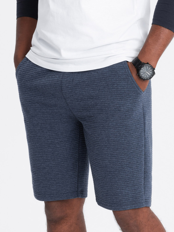 Ombre Clothing Férfi Ottomán kötött melegítőnadrág - sötétkék V1 OM-SRSK-0150 Ombre ruházat