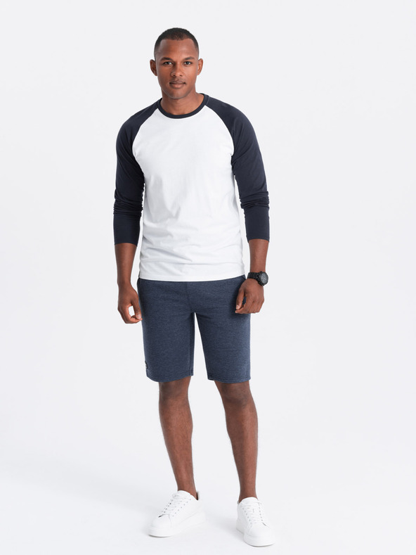 Ombre Clothing Férfi Ottomán kötött melegítőnadrág - sötétkék V1 OM-SRSK-0150 Ombre ruházat