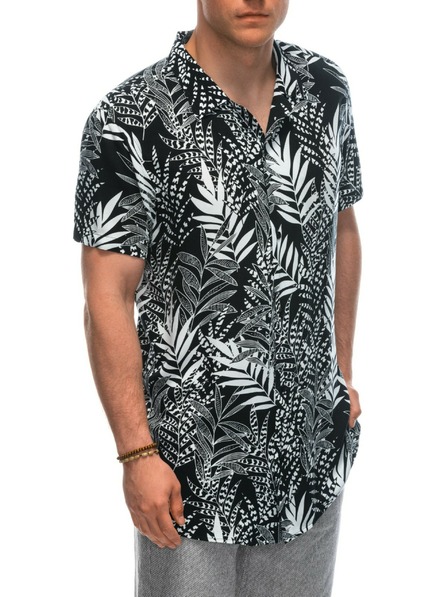 Ombre Clothing Férfi viszkóz mintás rövid ujjú póló OM-SHPS-0113 Ombre Clothing fekete