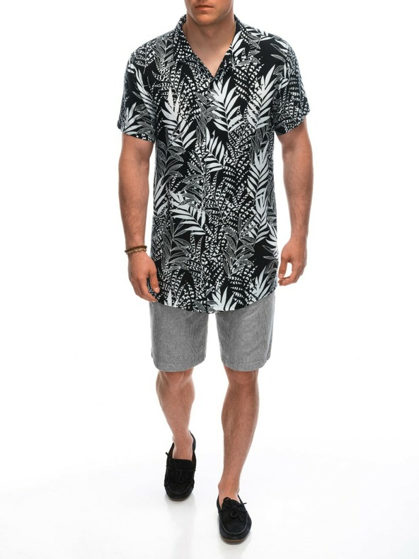 Ombre Clothing Férfi viszkóz mintás rövid ujjú póló OM-SHPS-0113 Ombre Clothing fekete