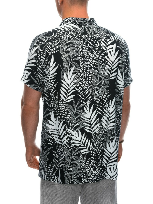Ombre Clothing Férfi viszkóz mintás rövid ujjú póló OM-SHPS-0113 Ombre Clothing fekete