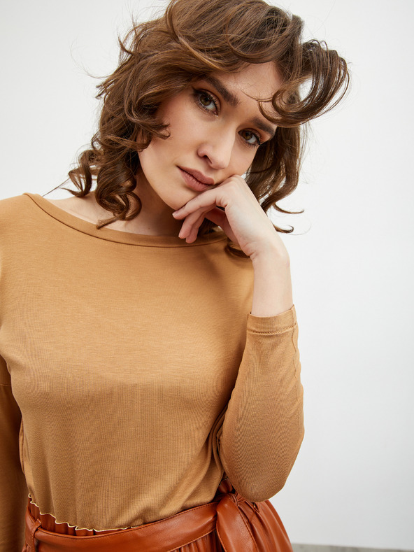 ZOOT.lab Bézs női laza basic póló háromnegyedes ujjakkal ZOOT.lab Leticia