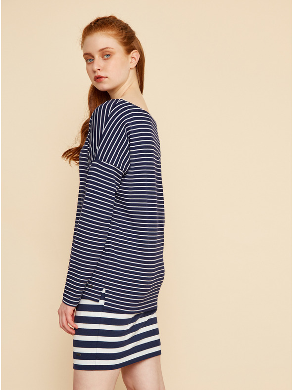 ZOOT.lab Sötétkék női csíkos basic pulóver ZOOT.lab Maja női csíkos pulóver