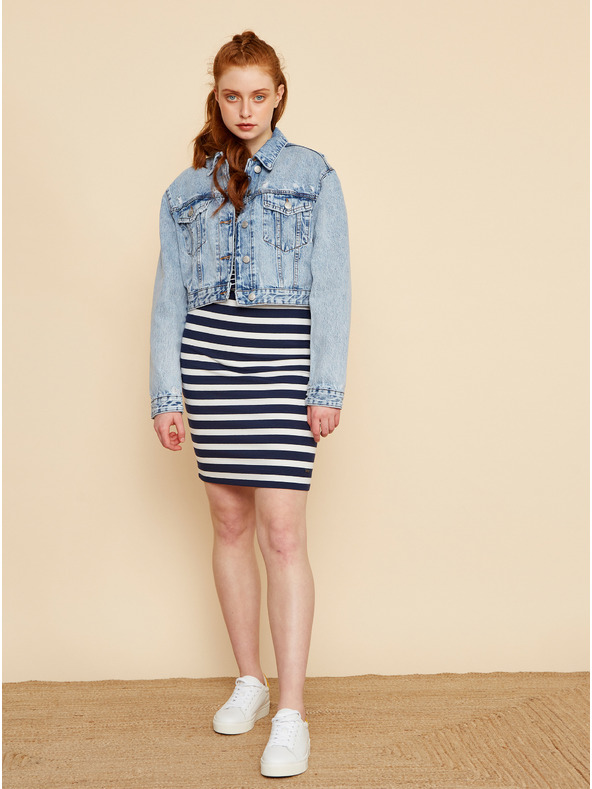 ZOOT.lab Sötétkék női csíkos basic pulóver ZOOT.lab Maja női csíkos pulóver