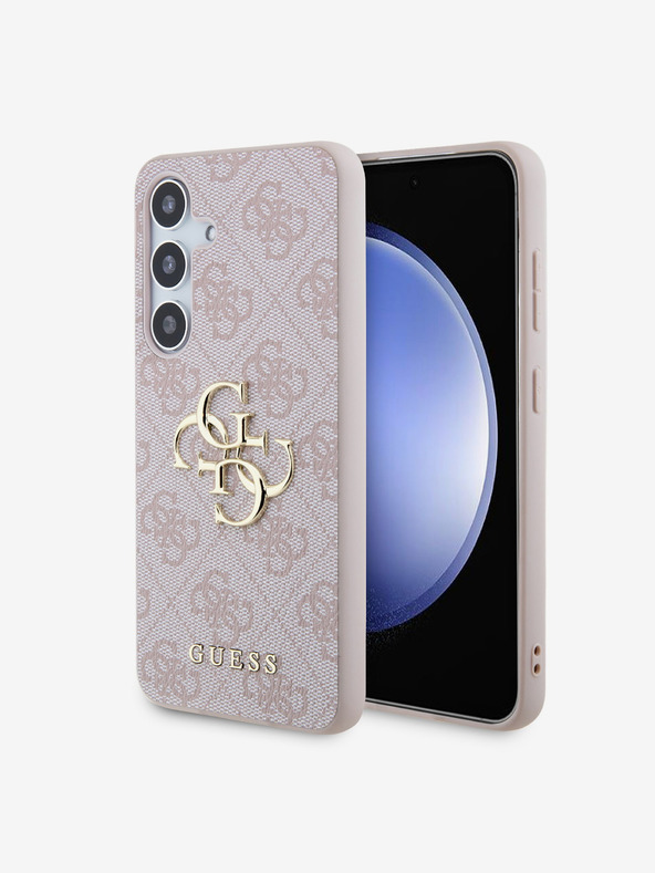 Guess Guess PU 4G Fém Logó Hátlap Samsung Galaxy S24 Rózsaszín