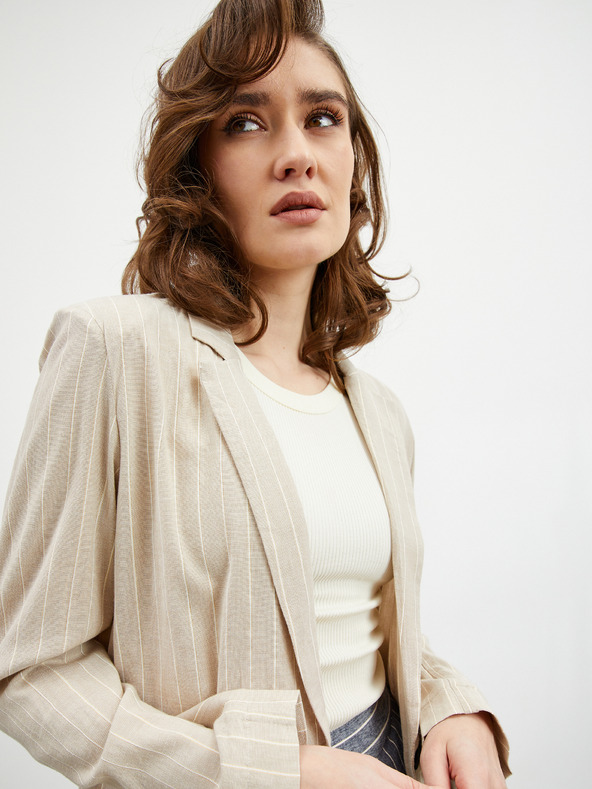 ZOOT.lab Bézs színű női csíkos blézer ZOOT.lab Ursala