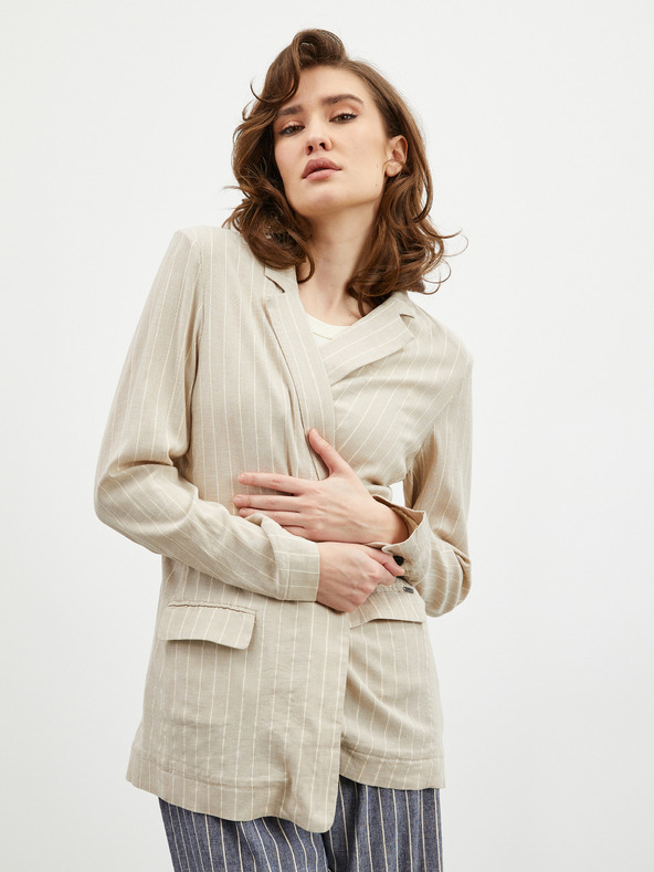 ZOOT.lab Bézs színű női csíkos blézer ZOOT.lab Ursala