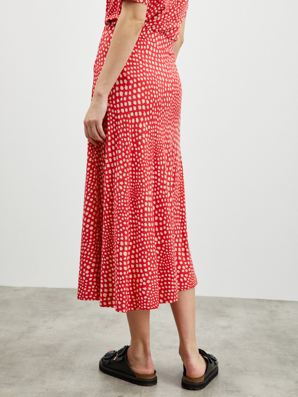 ZOOT.lab Bézs és piros mintás midi szoknya résszel ZOOT.lab Norine