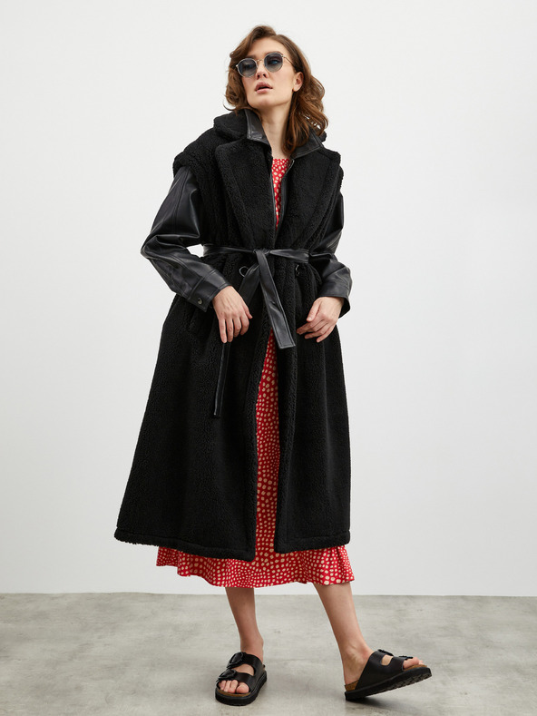 ZOOT.lab Bézs és piros mintás midi szoknya résszel ZOOT.lab Norine