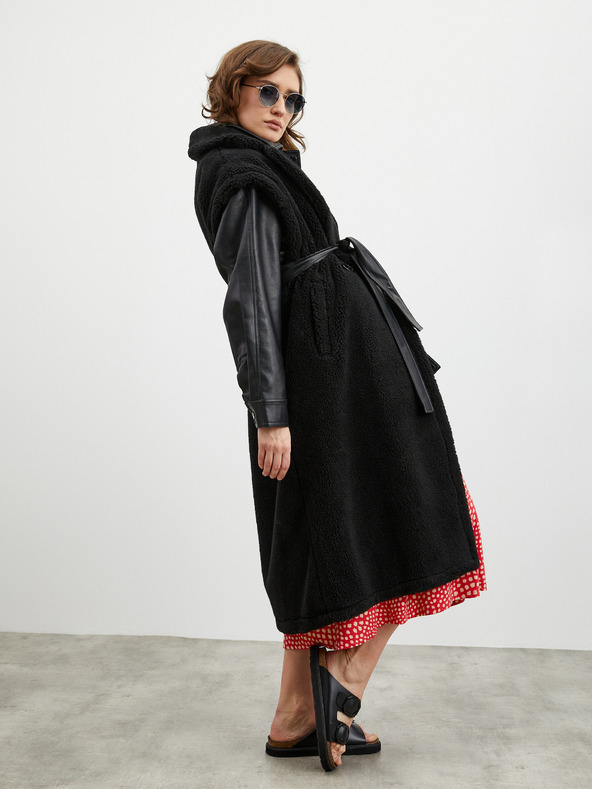 ZOOT.lab Bézs és piros mintás midi szoknya résszel ZOOT.lab Norine