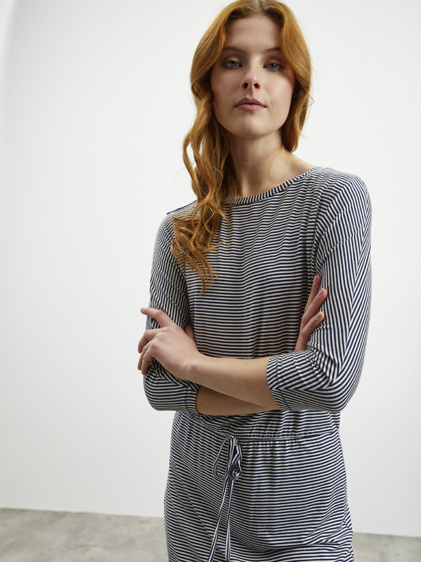 ZOOT.lab Fehér és kék női csíkos ruha nyakkendővel ZOOT.lab Demi