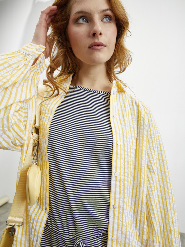 ZOOT.lab Fehér és kék női csíkos ruha nyakkendővel ZOOT.lab Demi