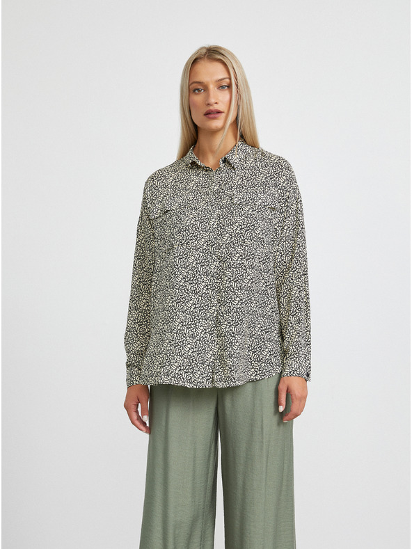 ZOOT.lab Fekete és krémszínű női mintás laza póló METROOPOLIS by ZOOT.lab Ingrid