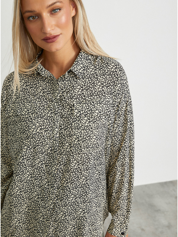 ZOOT.lab Fekete és krémszínű női mintás laza póló METROOPOLIS by ZOOT.lab Ingrid