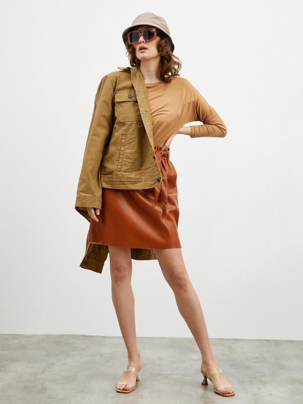 ZOOT.lab Barna női műbőr szoknya nyakkendővel ZOOT.lab Ryoko