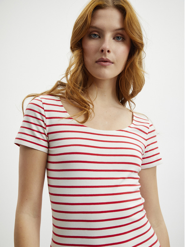 ZOOT.lab Fehér és piros csíkos bundás ruha ZOOT.lab Vally