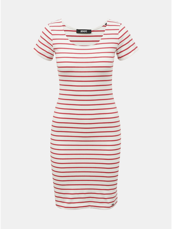 ZOOT.lab Fehér és piros csíkos bundás ruha ZOOT.lab Vally