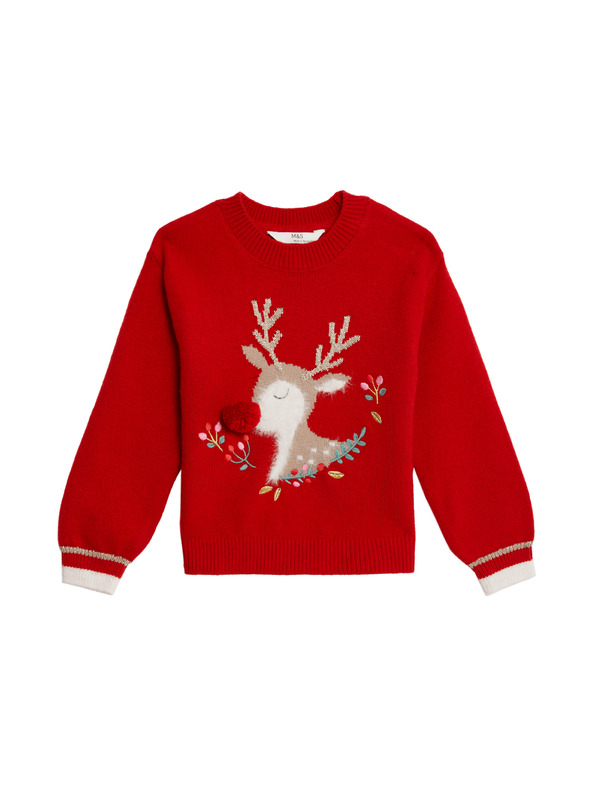 Marks & Spencer Rénszarvasos pulóver (1-8 éves korig) Marks & Spencer piros